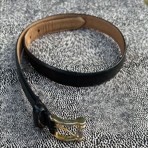 Elegant Black Belt with Gold Buckle
